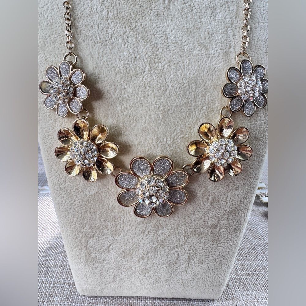Zara Gold and Silver Floral Gemstone Necklace